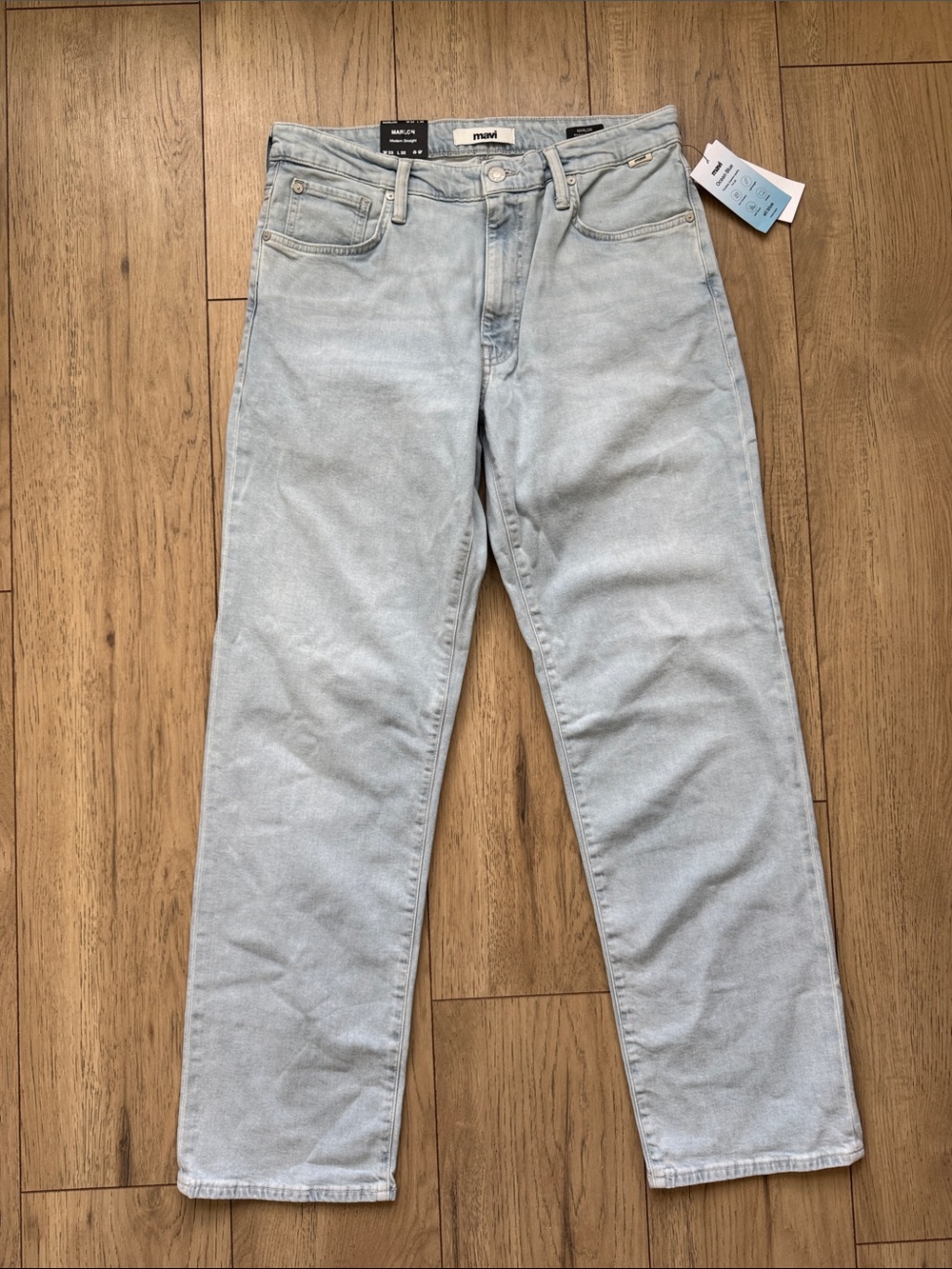 NWT Mavi Marlon Modern Straight Men’s Jeans 33x32 Ocean Blue Flat Front Pockets